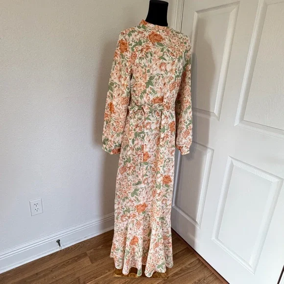 Urban Modesty Maxi dress large floral prairie modest long sleeve boho - Picture 2 of 13